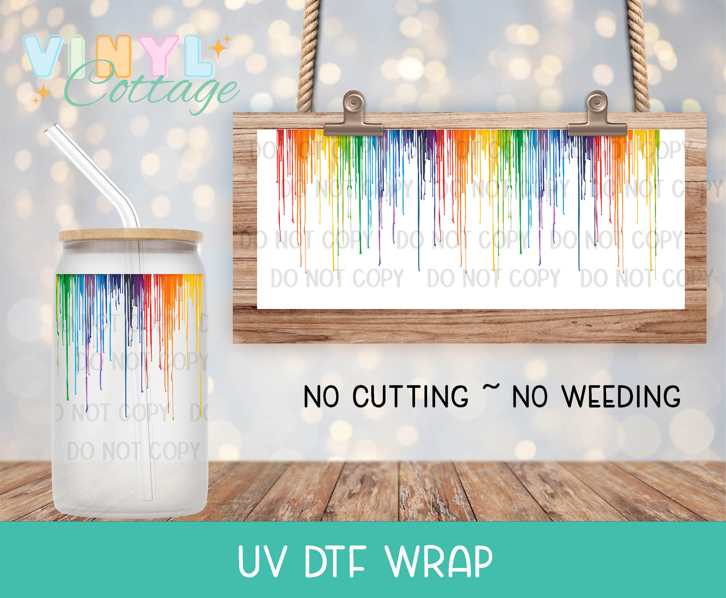 122UV ~ UV DTF Wrap ~ Rainbow Drips