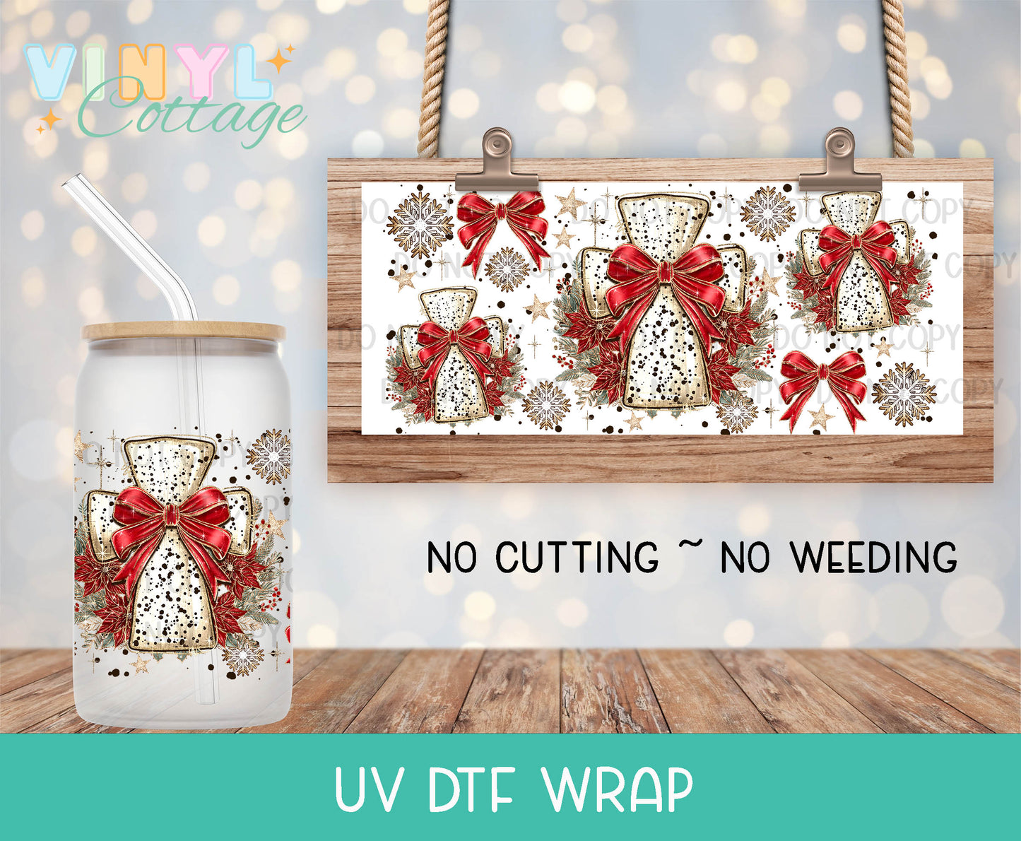 137UV ~ UV DTF Wrap ~ Red Christmas Cross