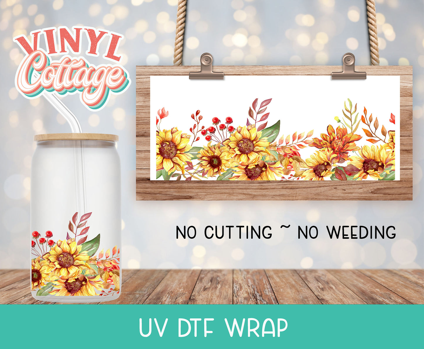 14UV Fall Sunflowers ~ UV DTF Wrap