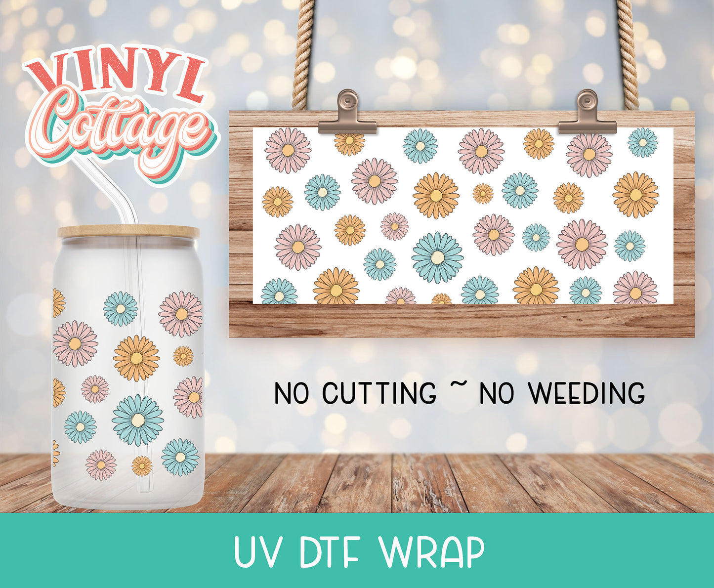 15UV Pastel Wildflowers ~ UV DTF Wrap