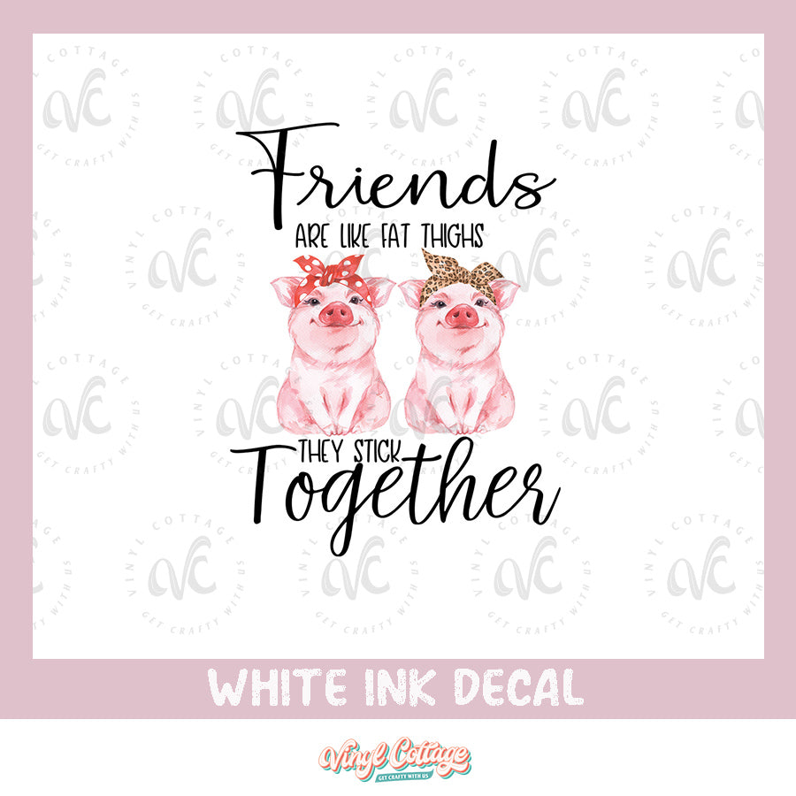 WC164 ~ White Ink Decal ~ Friend Piggies