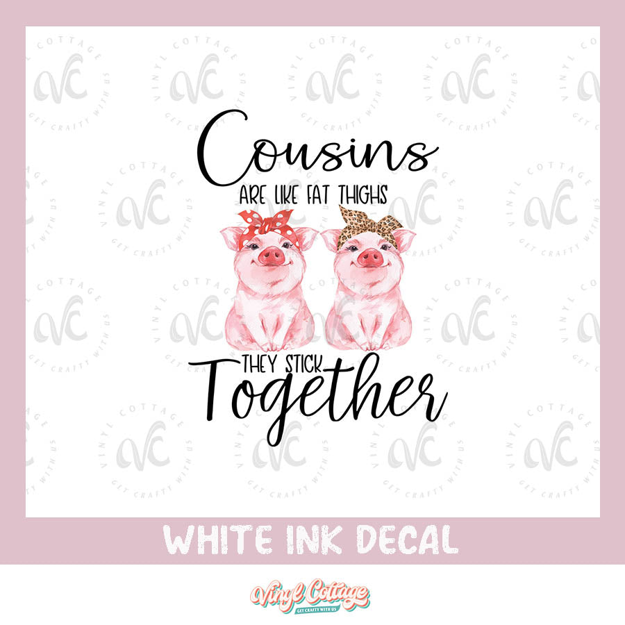 WC165 ~ White Ink Decal ~ Cousin Piggies