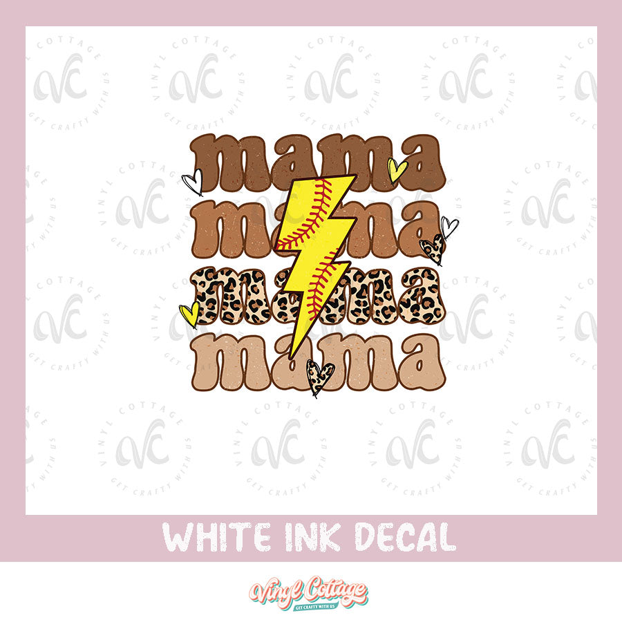WC169 ~ White Ink Decal ~ Softball Mama