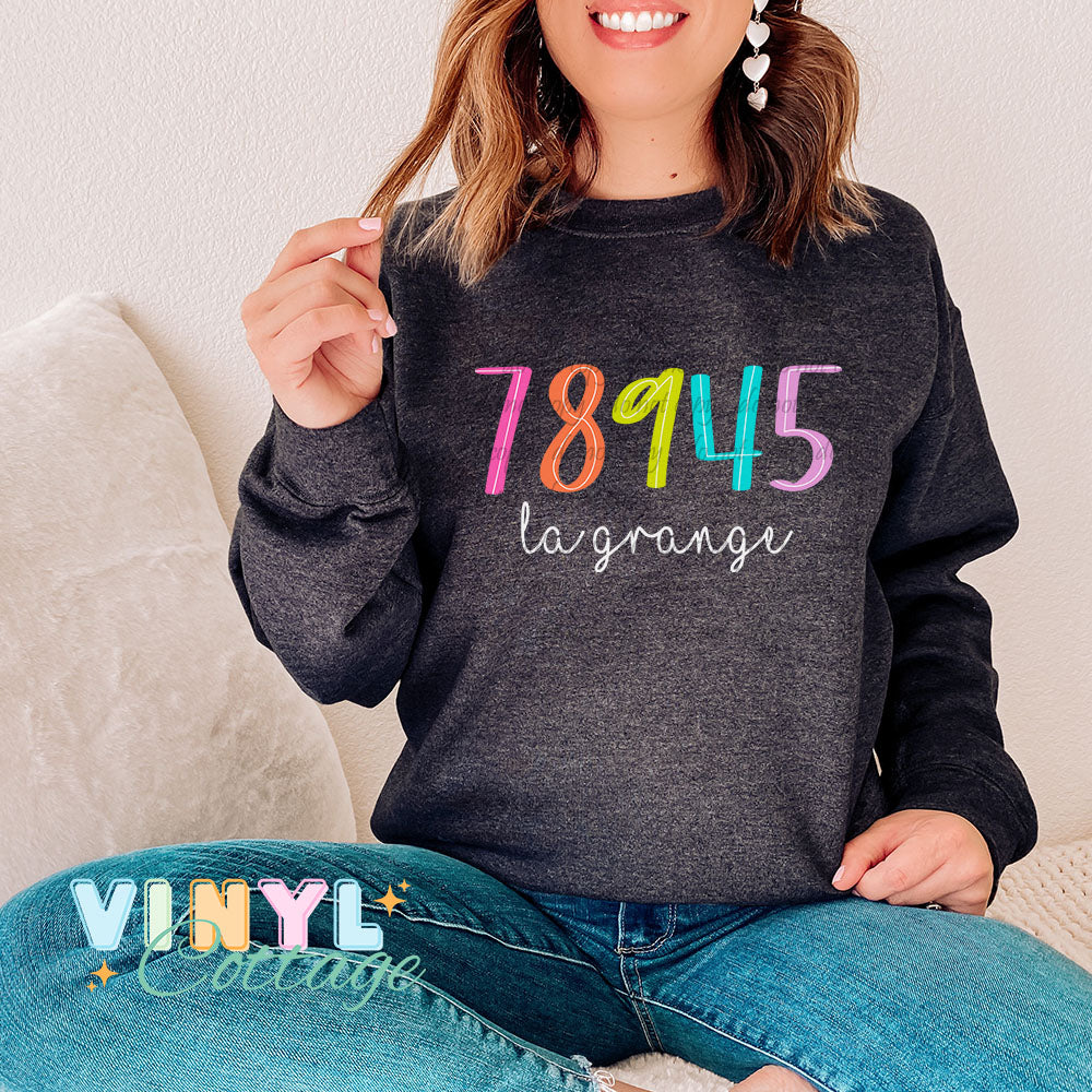 Bright Zip Codes ~ Custom DTF Transfers