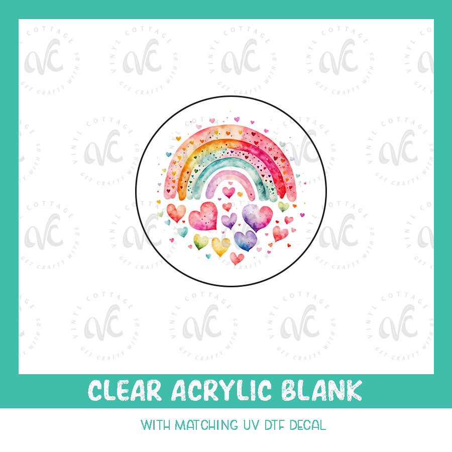 AD81 ~ Rainbow Hearts ~ Acrylic + UV DTF Decal Set