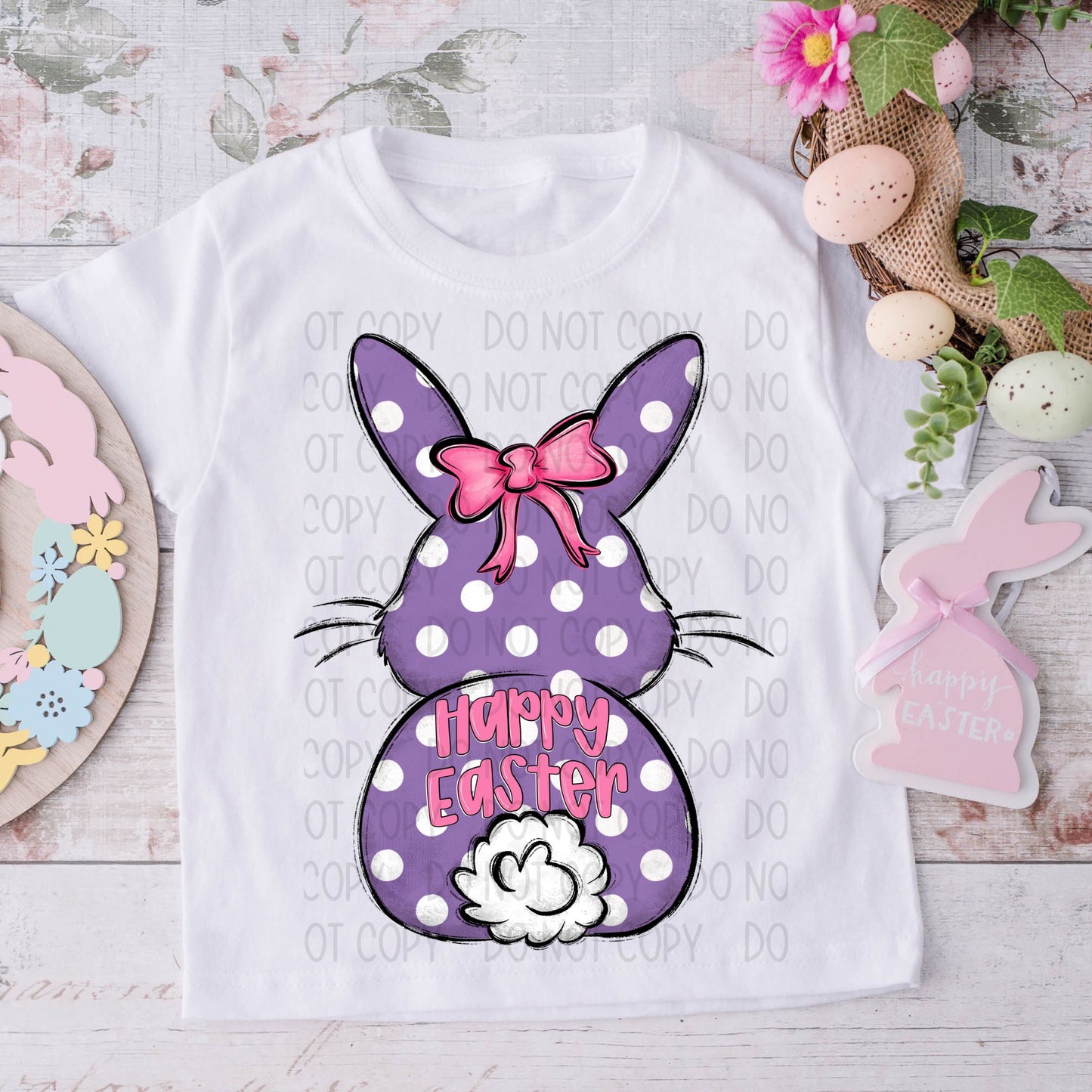 Purple Polka Dot Easter Bunny ~ DTF Transfer