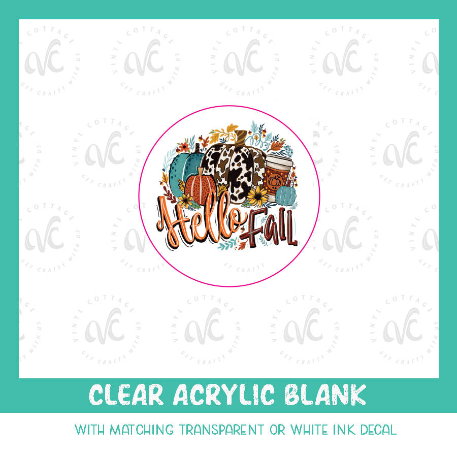 AD23 ~ Hello Fall Pumpkin ~ UV DTF Acrylic Decal Set