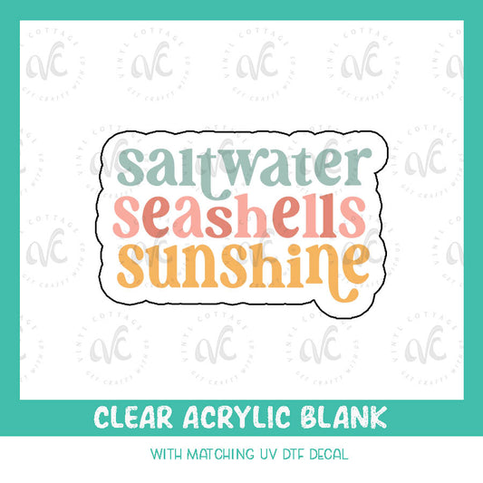 AD86 ~ Saltwater Seashells Sunshine ~ Acrylic + UV DTF Decal Set