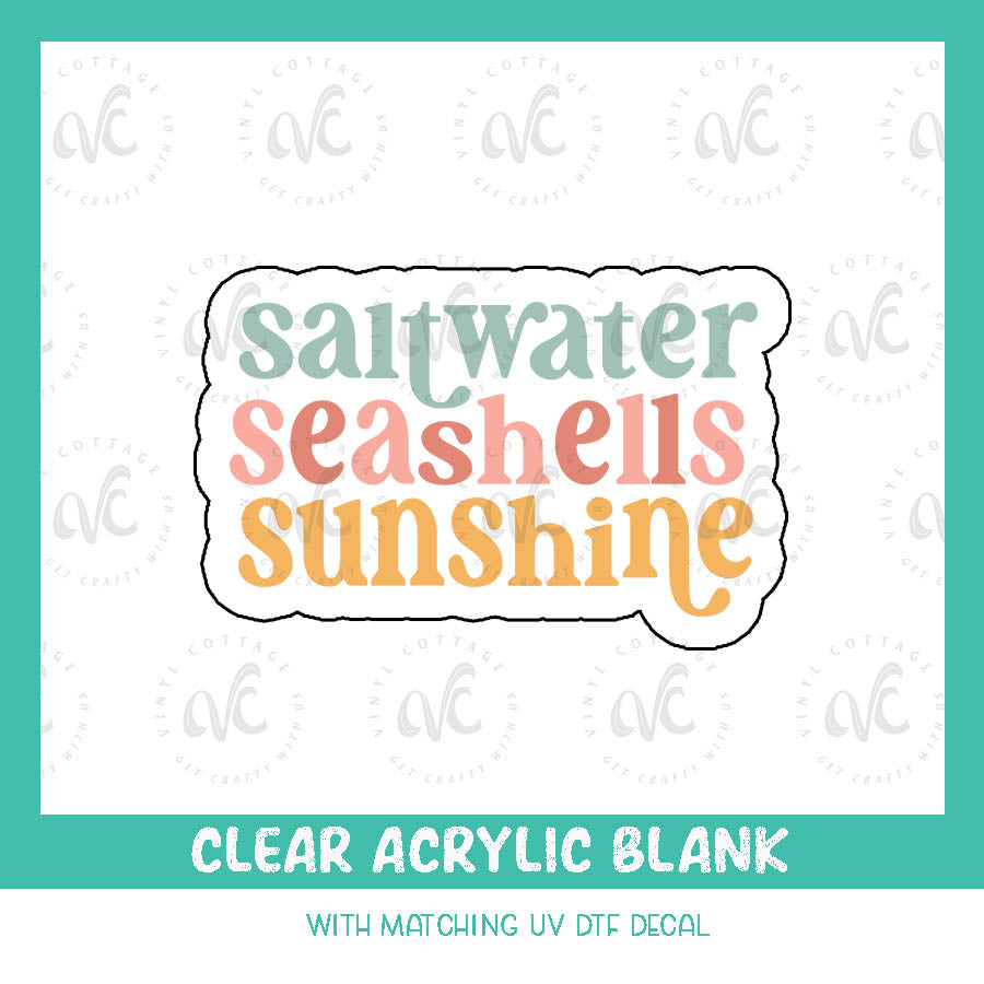 AD86 ~ Saltwater Seashells Sunshine ~ Acrylic + UV DTF Decal Set