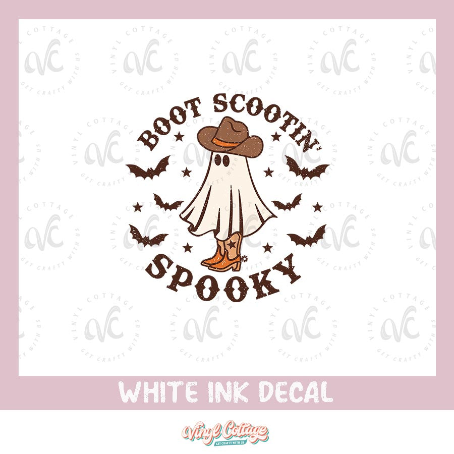 WC146 ~ White Ink Decal ~ Boot Scootin Spooky
