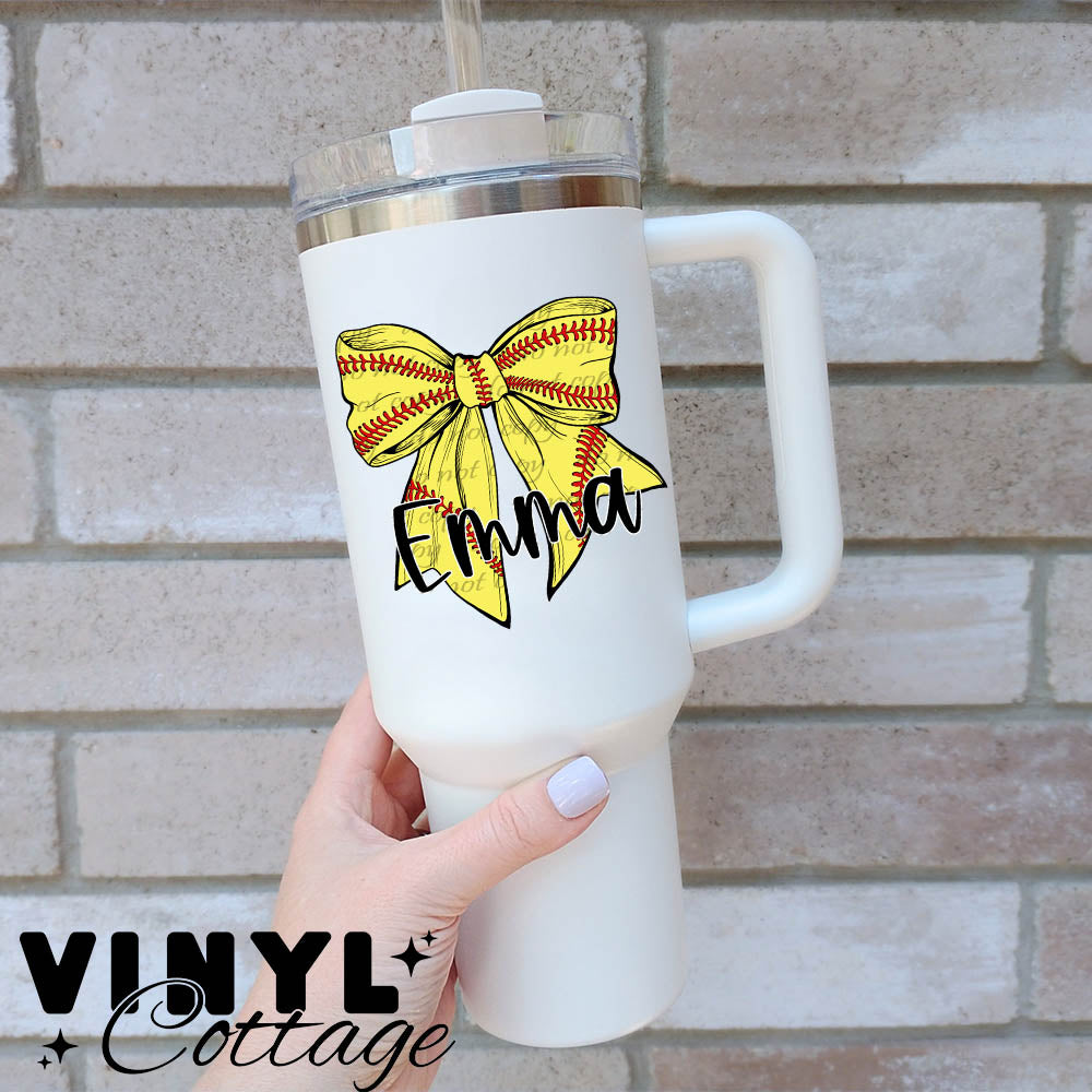 Volleyball Coquette Bow ~ UV DTF Decal