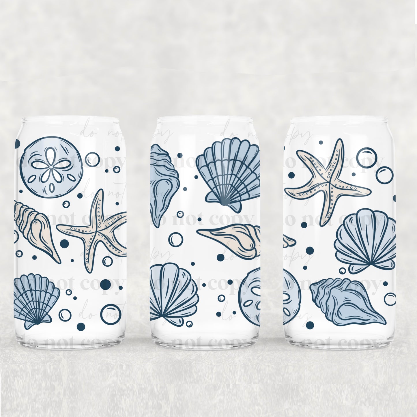 155UV ~ UV DTF Wrap ~ Blue Seashells
