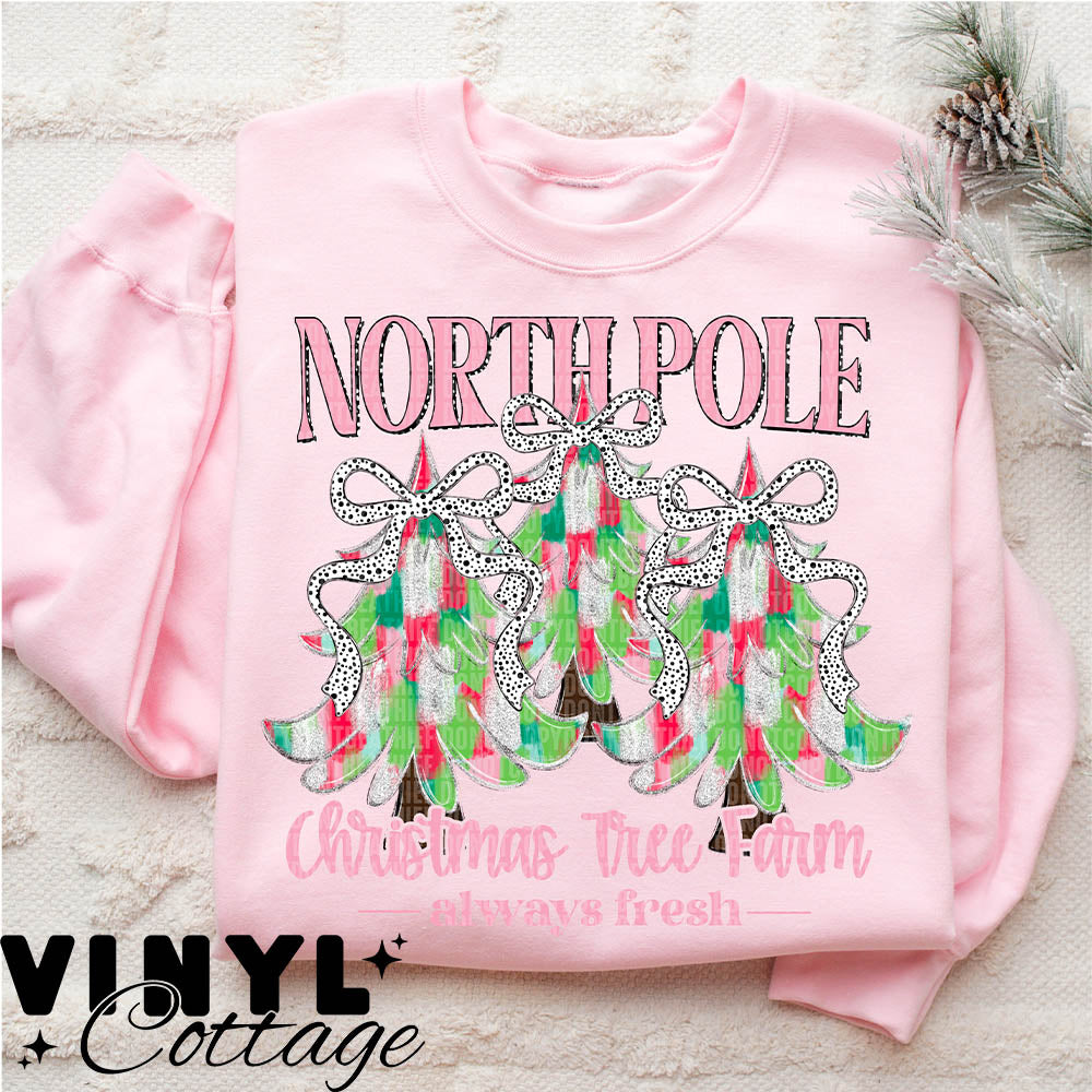 North Pole Trees Pink ~ DTF Transfer