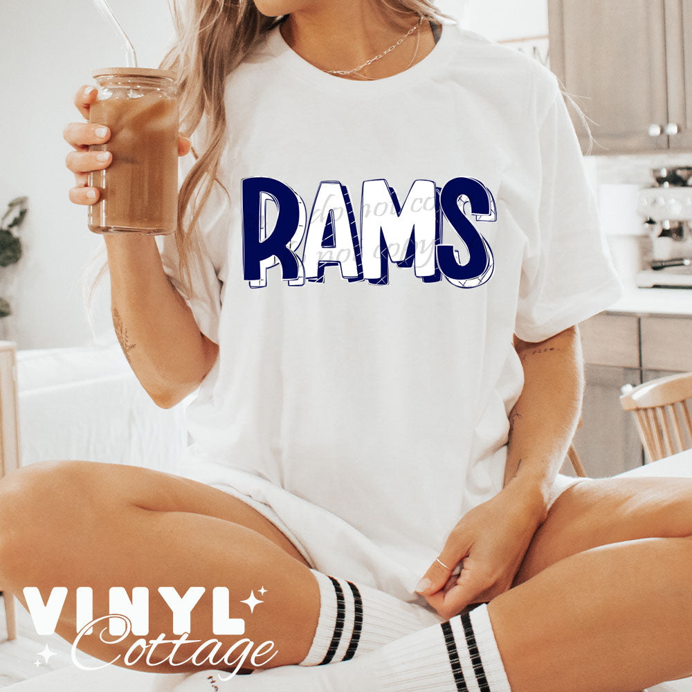 Rams ~ Navy and White ~ DTF Transfer
