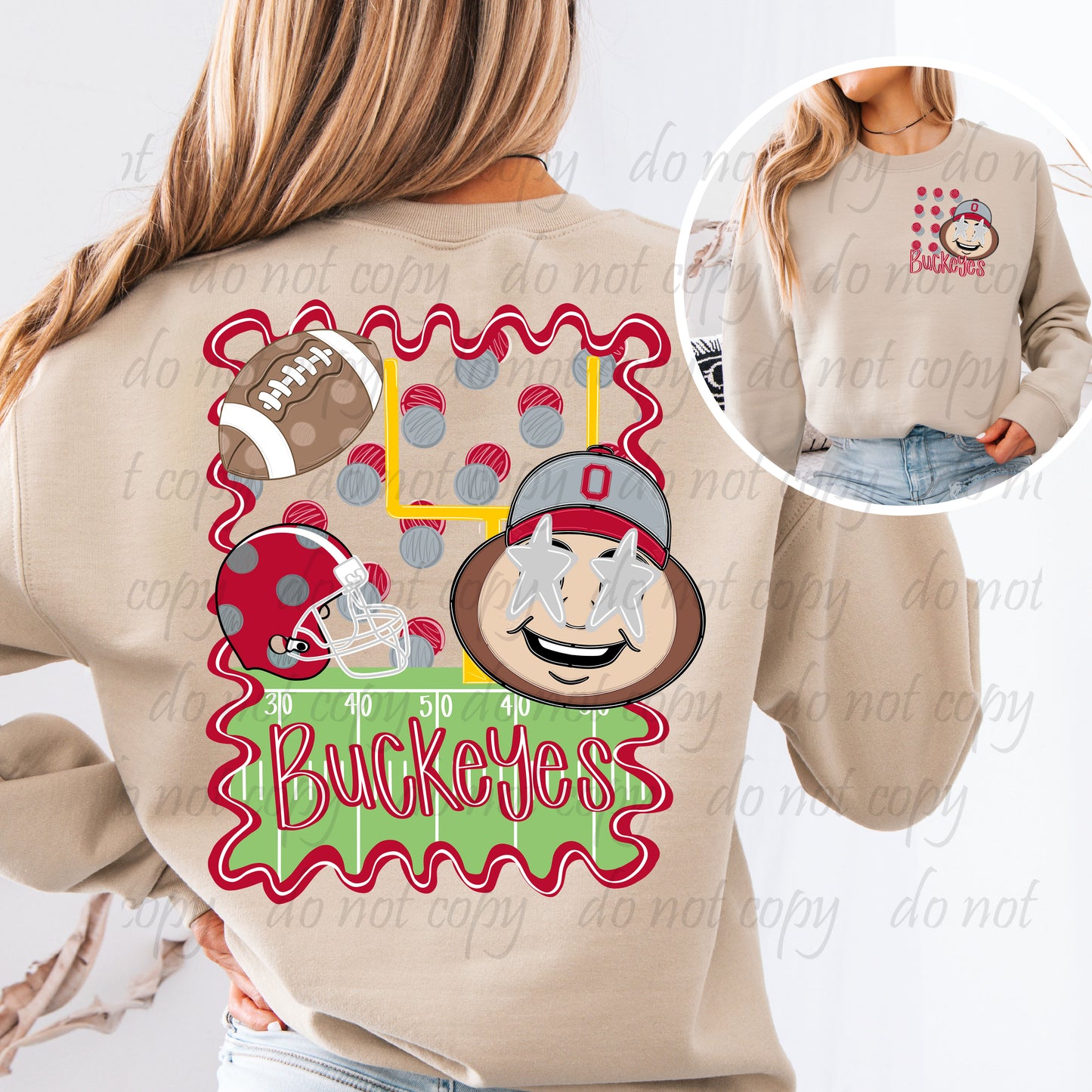 Bucks Squiggle Frame Mascot Back Design with Pocket Design ~ 25JKD07 ~ DTF Transfer