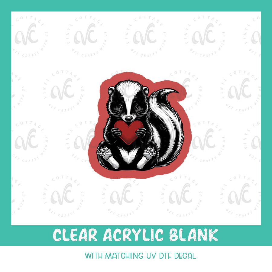 AD129 ~ Skunk Heart ~ Acrylic + UV DTF Decal Set