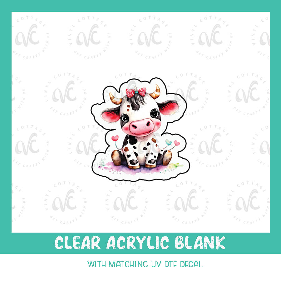 AD89 ~ Cute Cow ~ Acrylic + UV DTF Decal Set