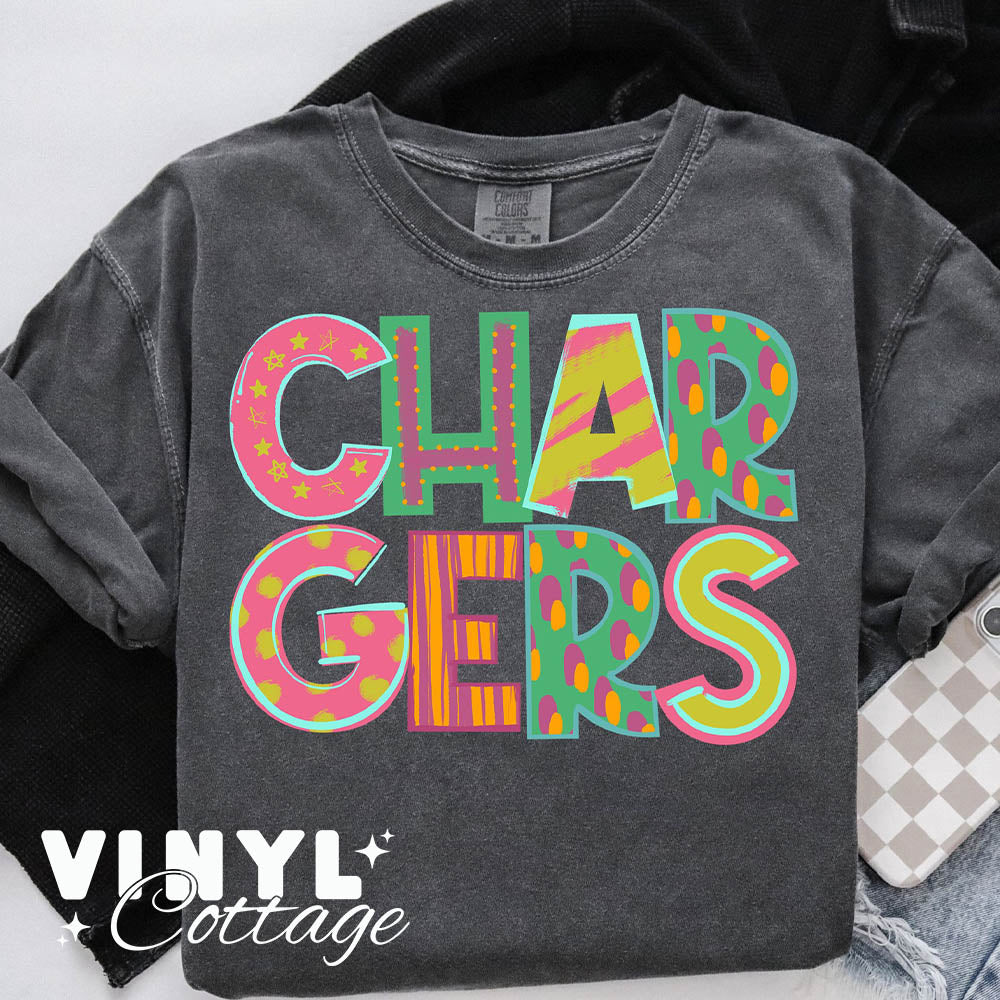 Chargers ~ Playful Patterns ~ DTF Transfer
