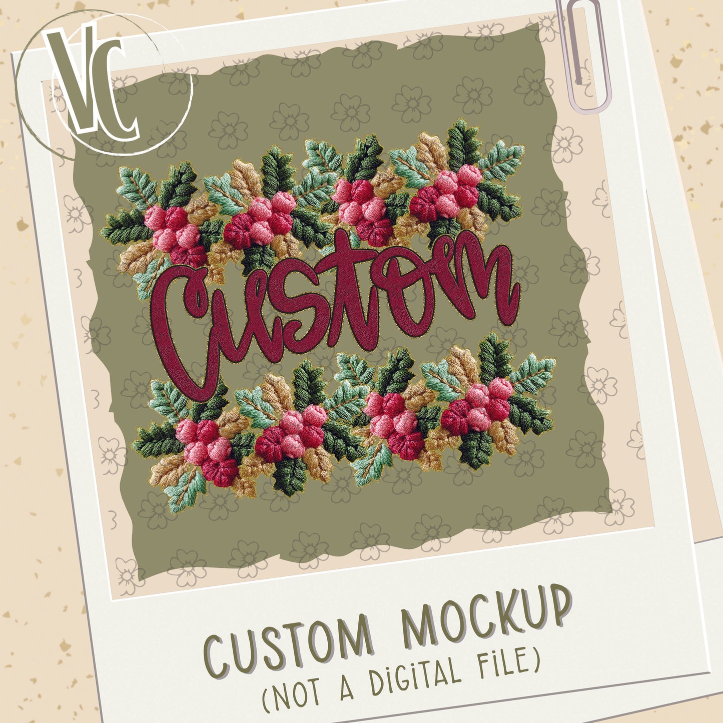 Design Fee/Mockup ~ Custom French Knot Holly ~ 25SAG