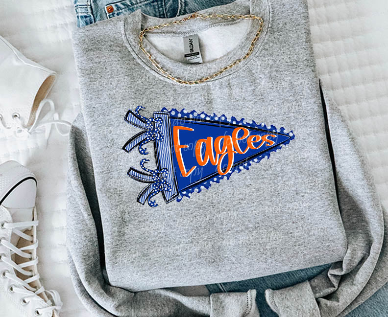 Eagles Royal and Orange Prepster Pennant ~ 25SAG ~ DTF Transfer