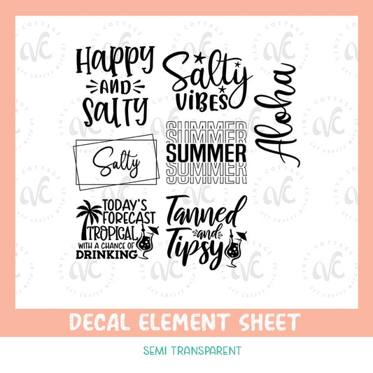 EL38 ~ Beach Decal Sheet ~ UV DTF Element Sheet