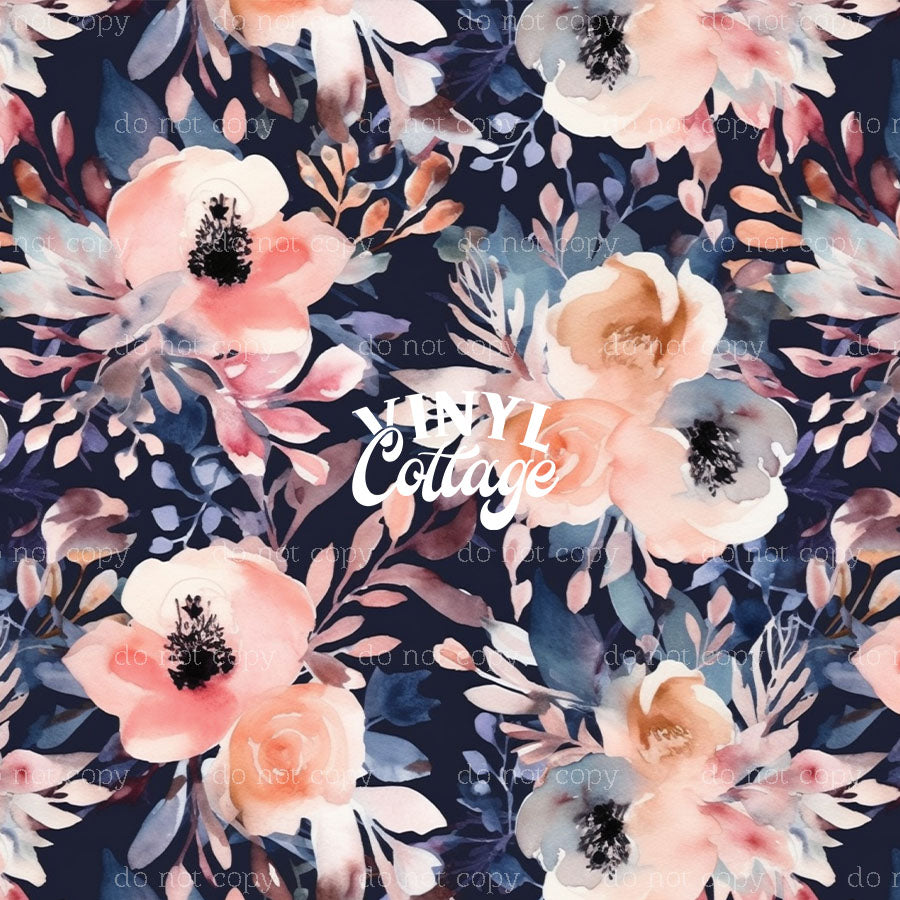 Blush and Navy Florals ~ FL70
