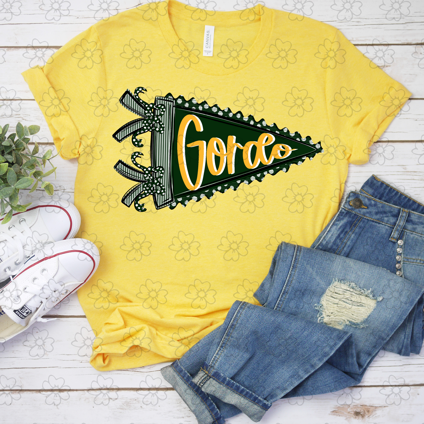 Gordo Dark Green and Yellow Prepster Pennant ~ 25SAG ~ DTF Transfer