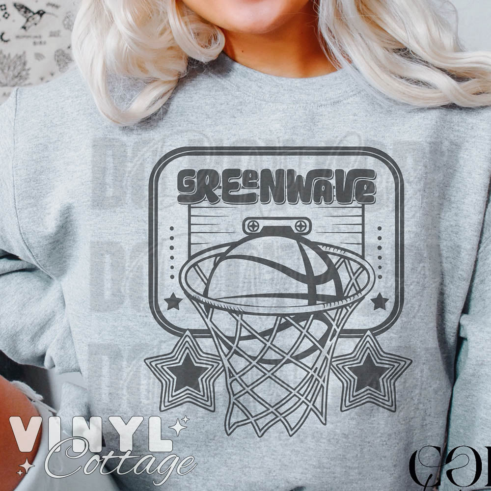 Greenwave ~ Basketball and Stars ~ DTF Transfer