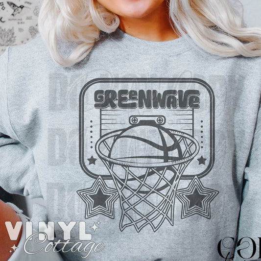 Greenwave ~ Basketball and Stars ~ DTF Transfer