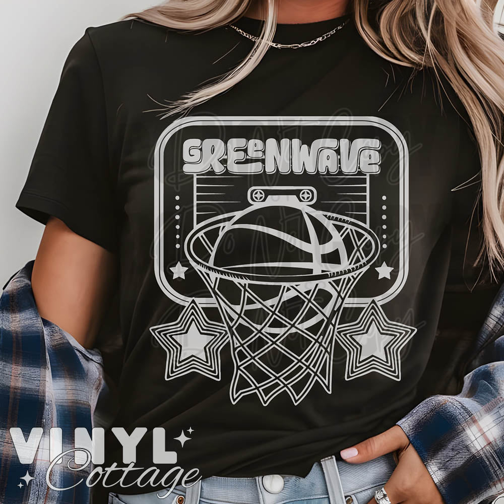 Greenwave ~ Basketball and Stars ~ DTF Transfer