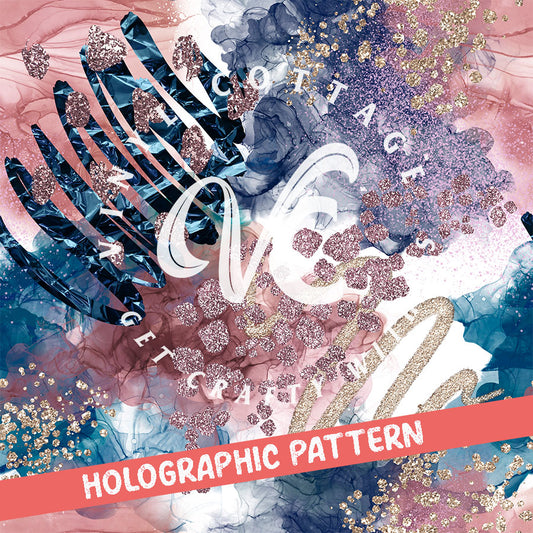 Navy and Blush Abstract ~ Holographic Vinyl ~ HG53