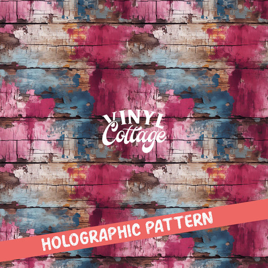 Magenta Rusted Wood ~ Holographic Vinyl ~ HG76