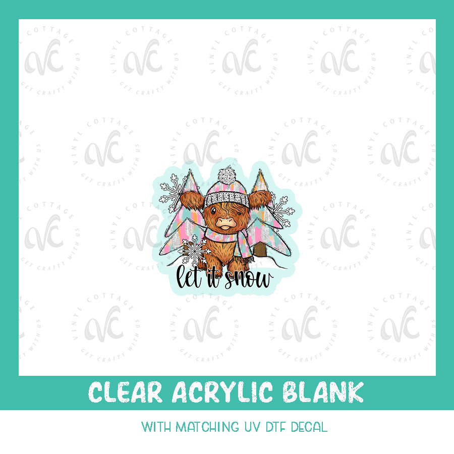 AD113 ~ Let It Snow Cow ~ Acrylic + UV DTF Decal Set
