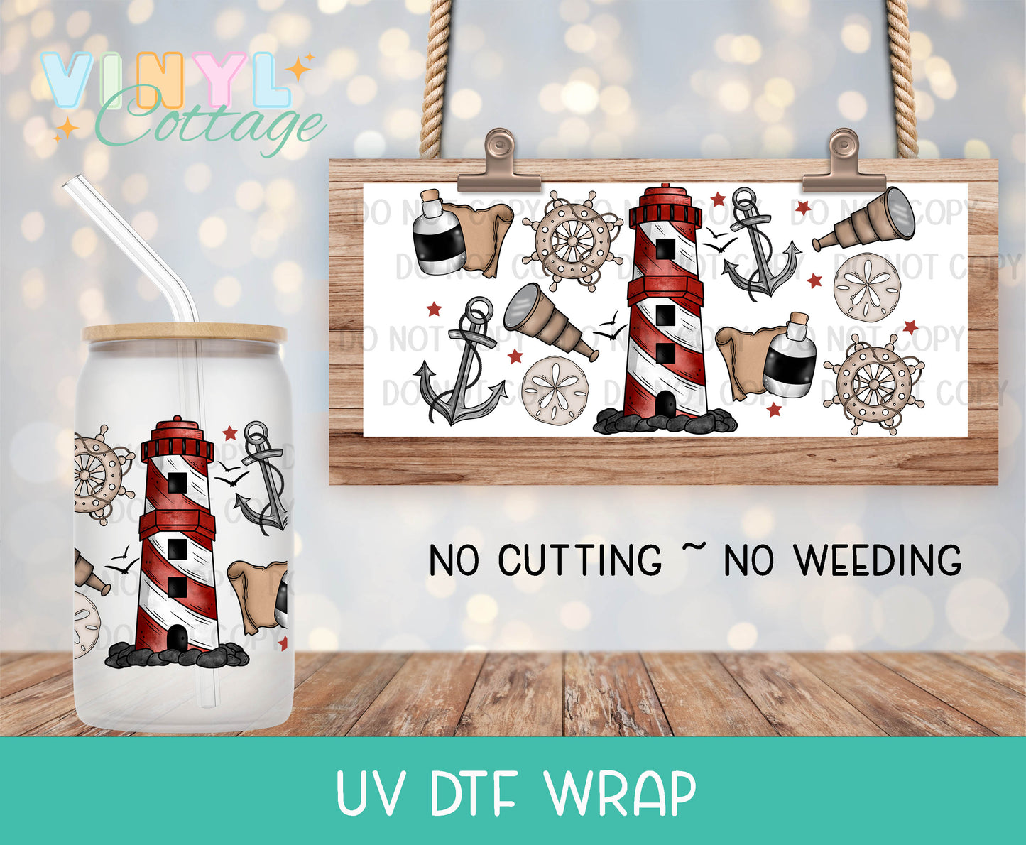114UV ~ UV DTF Wrap ~ Summertime Lighthouse