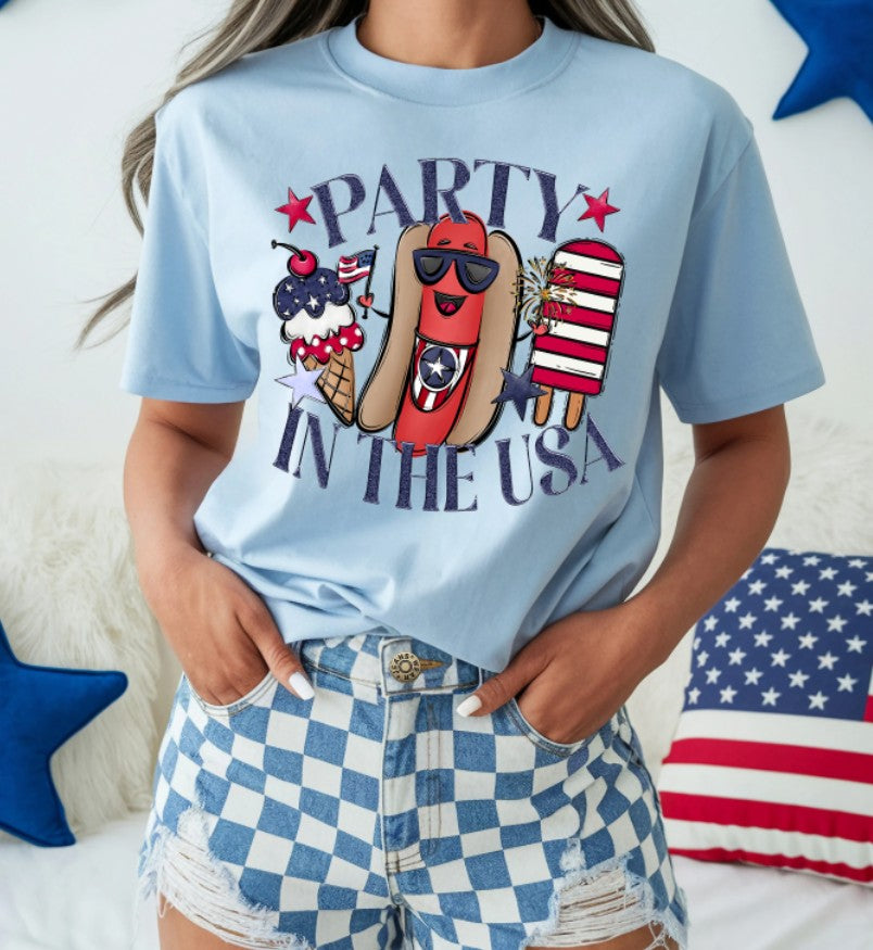 Party in the USA Hot Dog ~ 25SAG ~ DTF Transfers