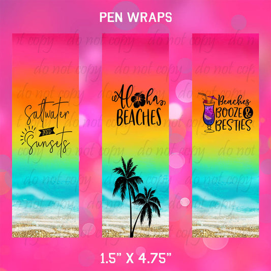 Pen Wraps ~ Bright Beach