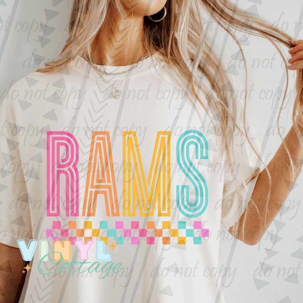 Rams ~ Bright Lines and Checks ~ TGG ~ DTF Transfer