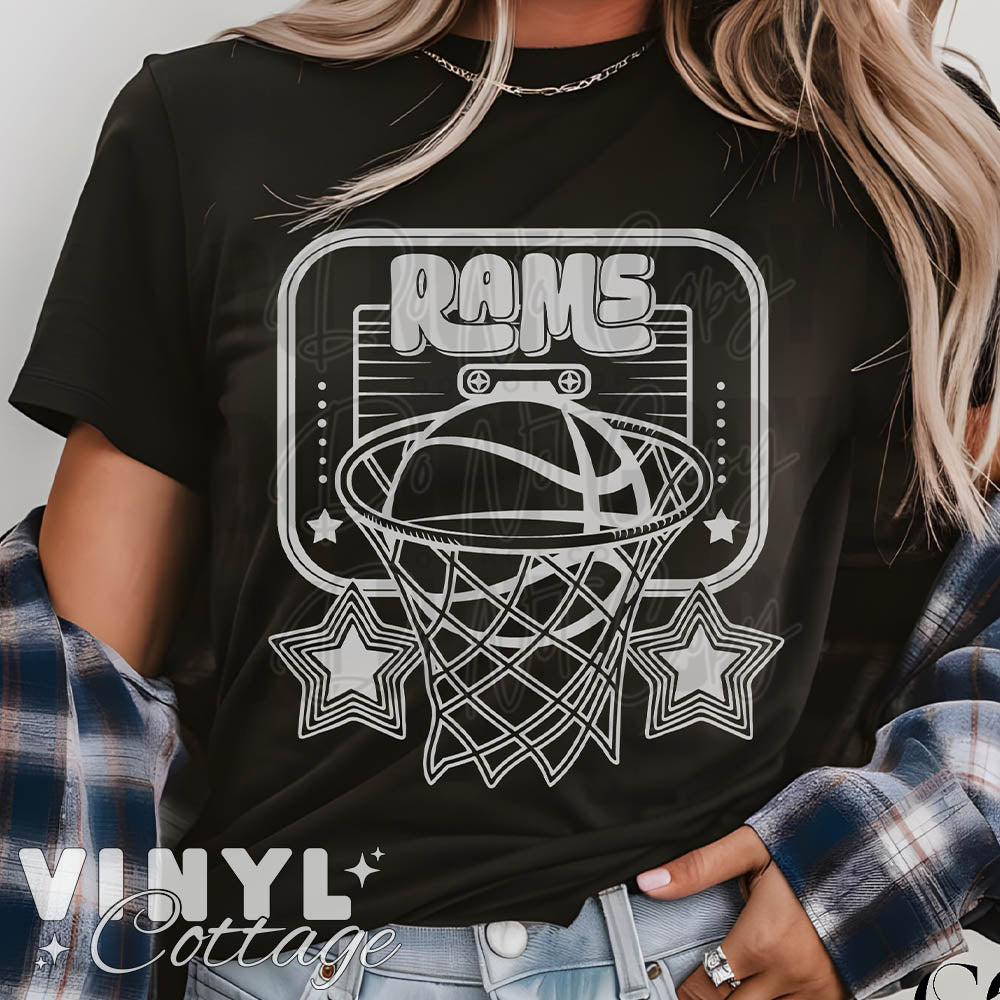 Rams ~ Basketball and Stars ~ DTF Transfer