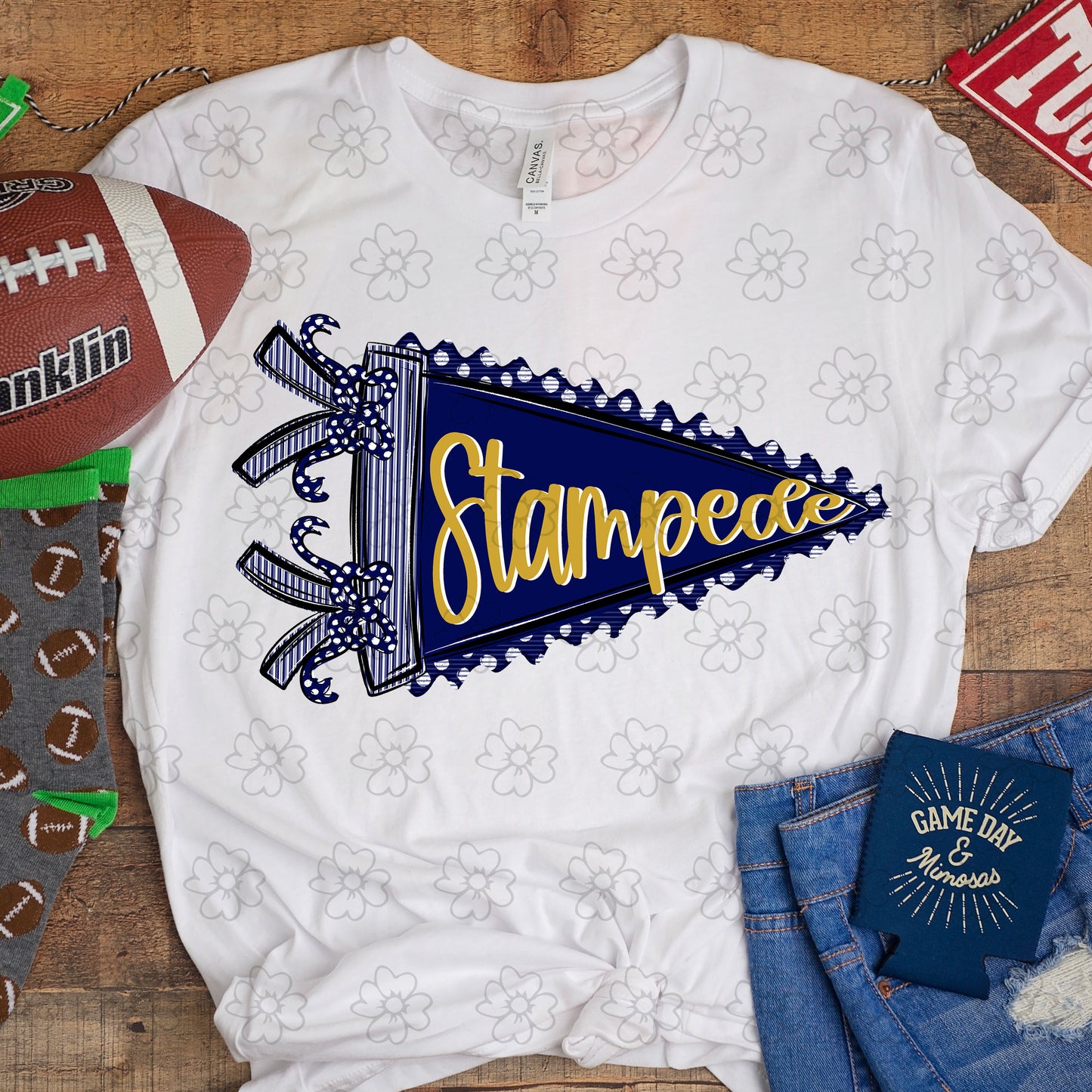 Stampede Navy and Vegas Prepster Pennant ~ 25SAG ~ DTF Transfer