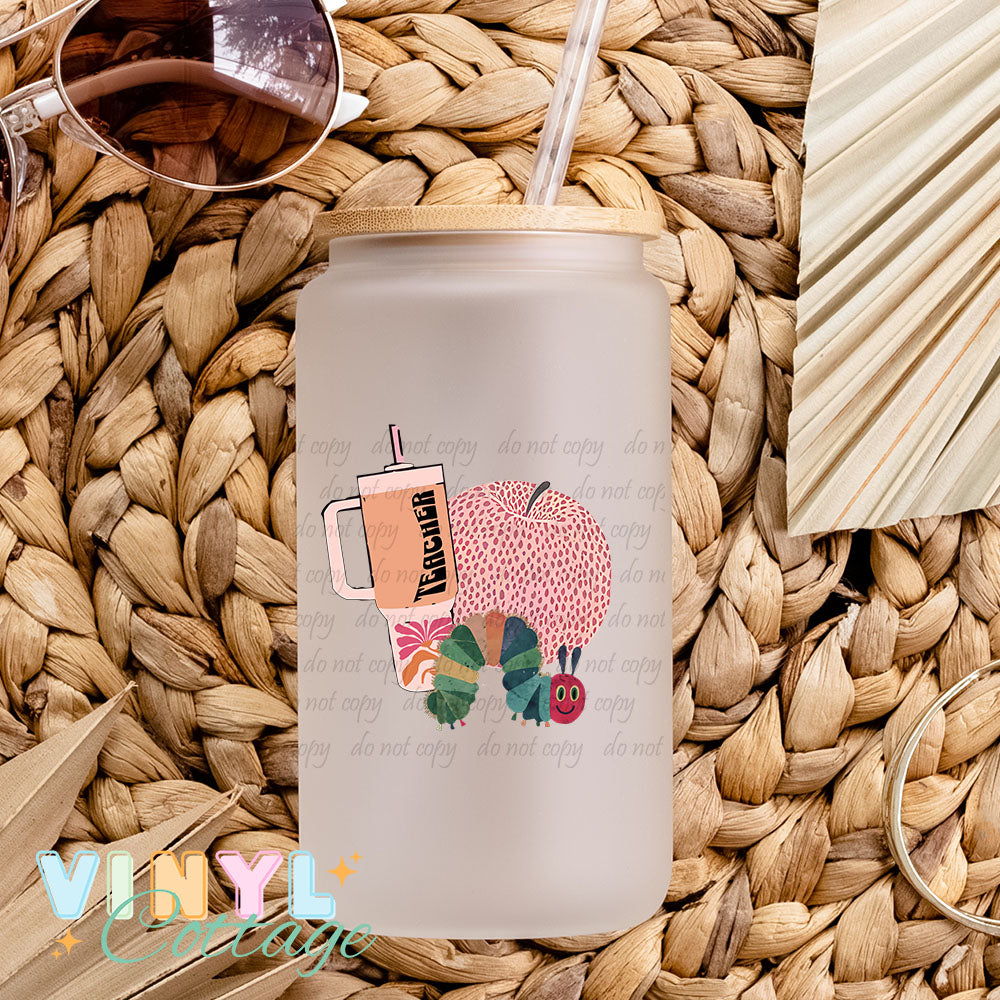 Boho Teacher Cup and Apple ~ UV DTF Transfer ~ TR993