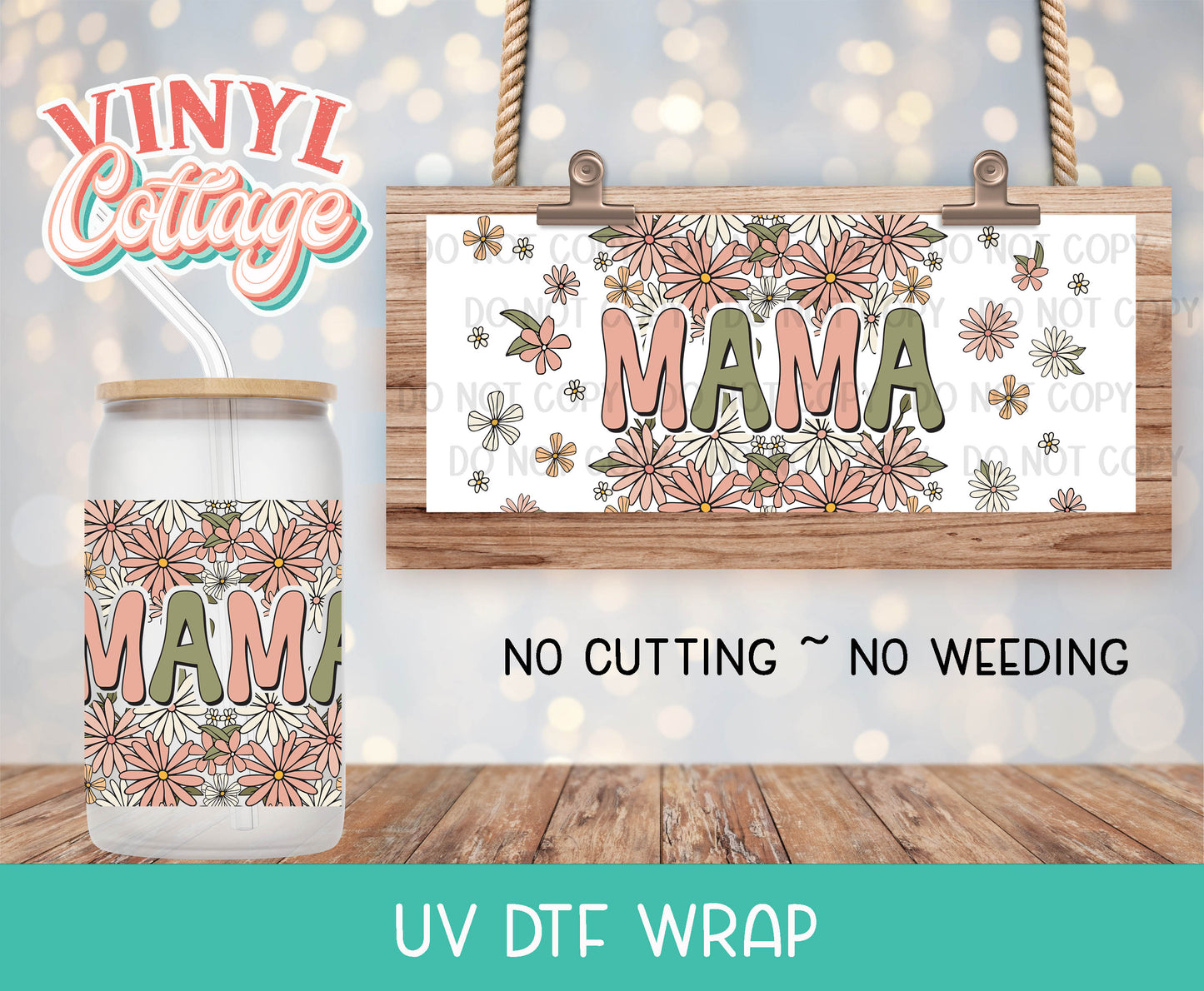 102UV ~ UV DTF Wrap ~ Retro Mama Floral