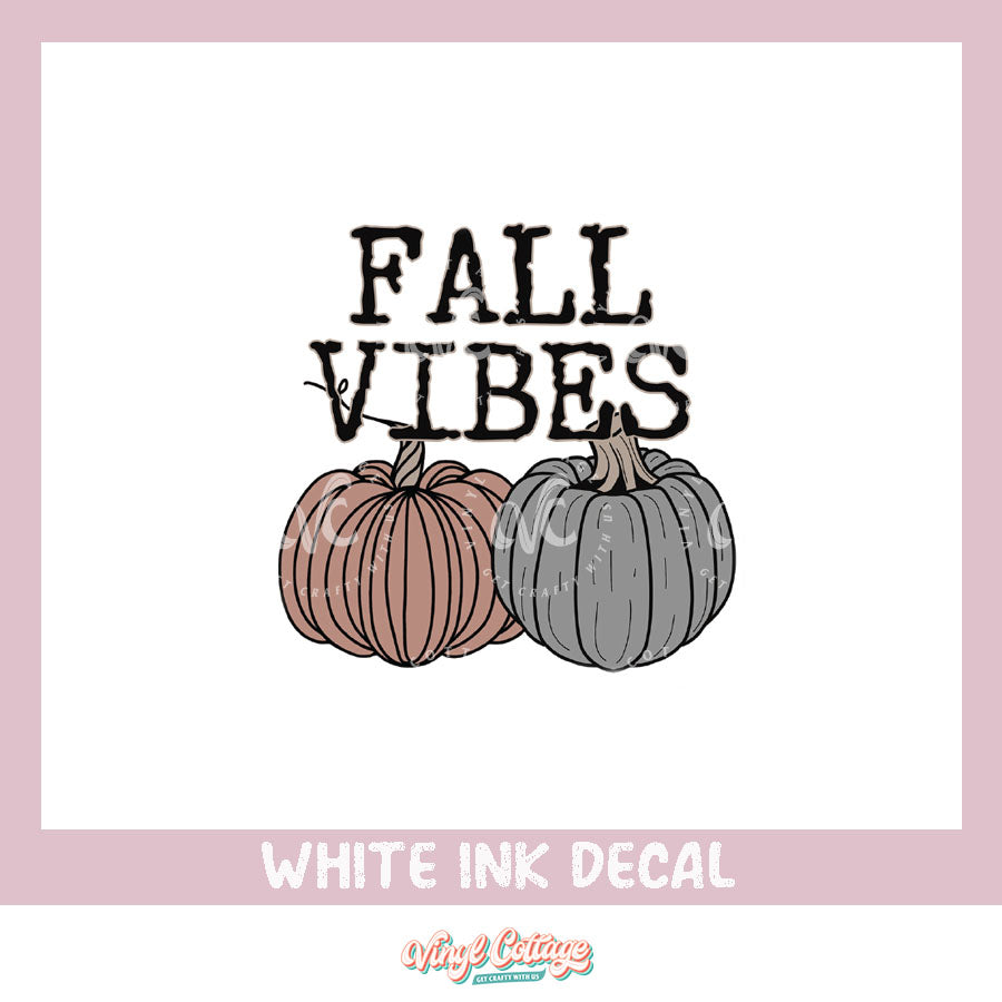 WC023 ~ Fall Vibes Pumpkins ~ White Ink Decal