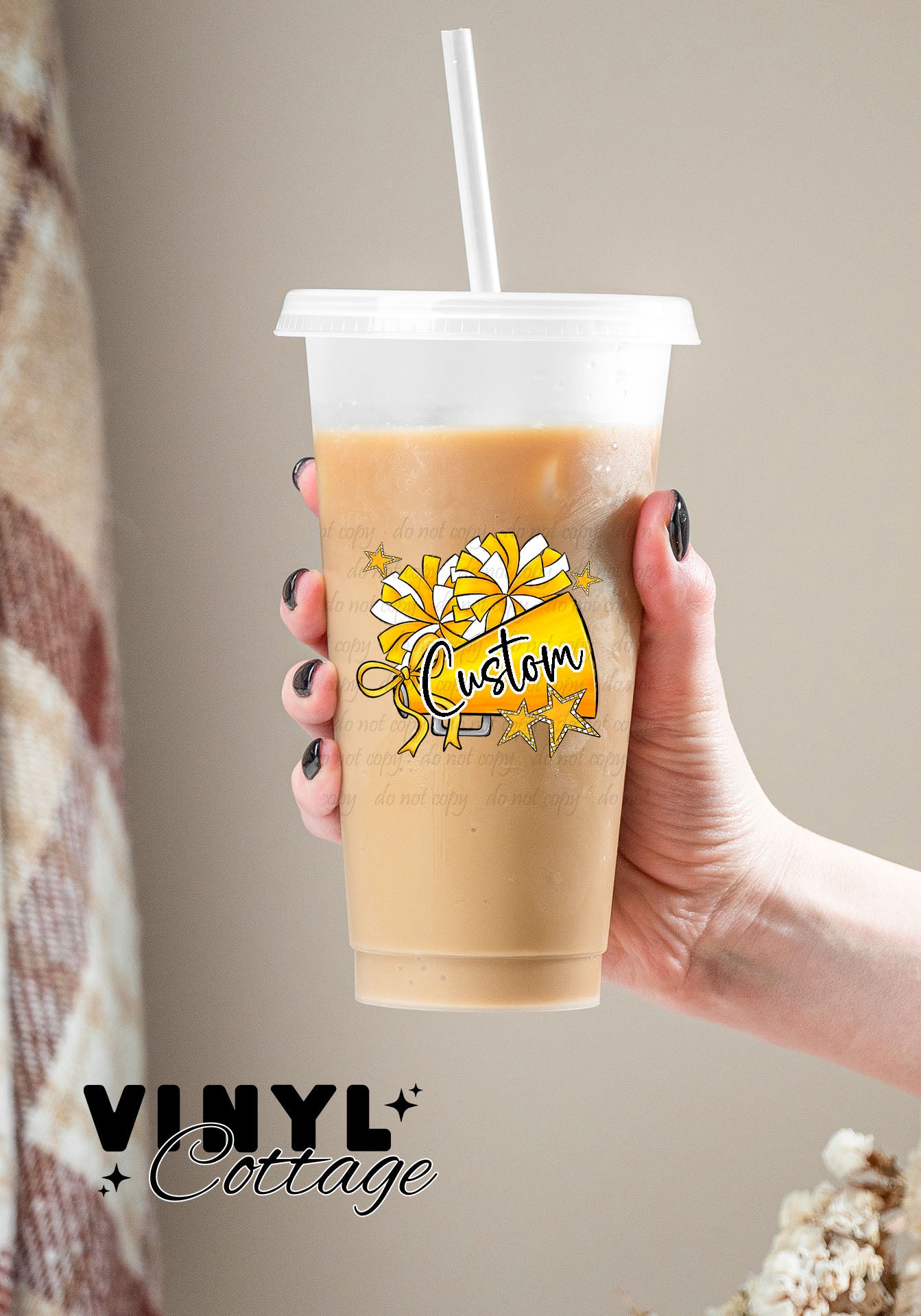 Megaphone and Pom Stars ~ UV DTF Decal ~ Custom