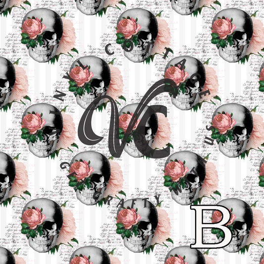 Pink Floral Skull ~ SK03