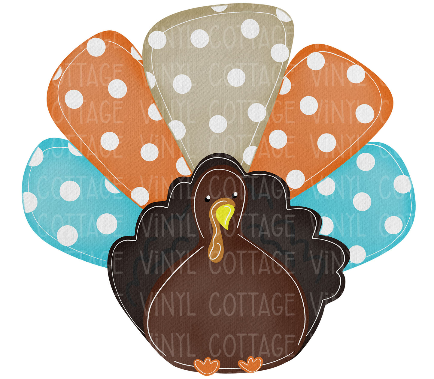 TR423 Blue Orange Polka Dot Turkey