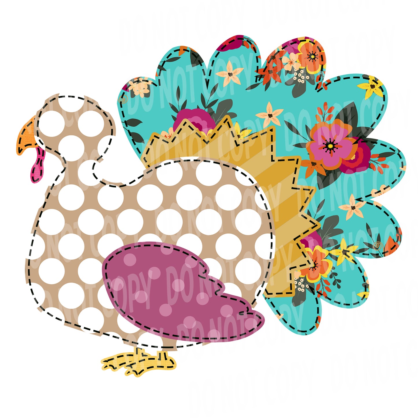 TR489 Mint and Purple Patchwork Turkey