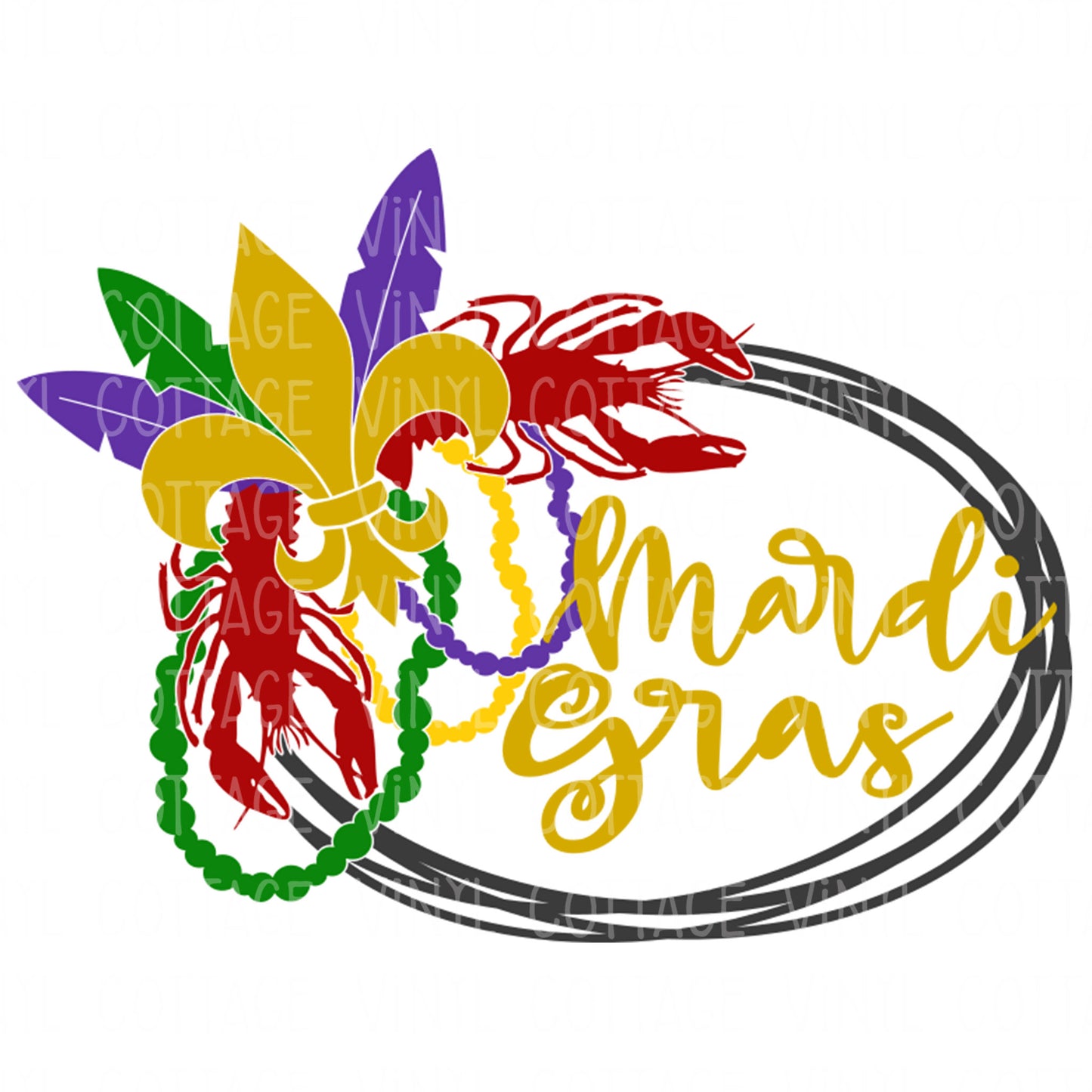 TR538 Mardi Gras Scribble Wreath
