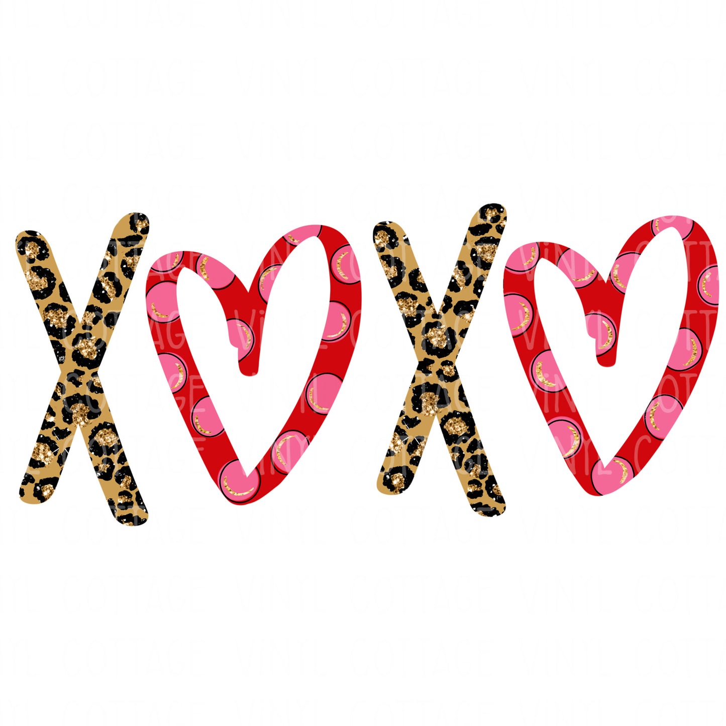 TR563 Leopard and Red Heart XOXO