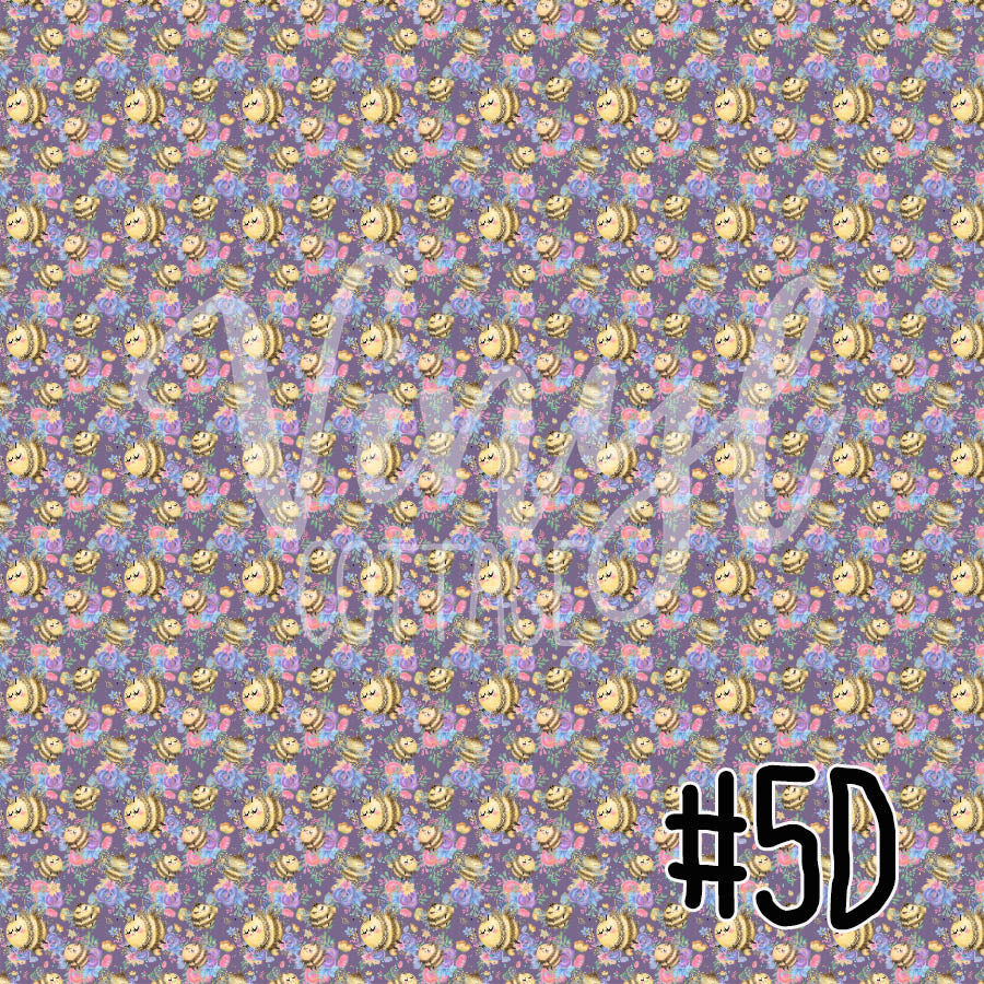 Bee Happy 05 Bees with flowers on Purple