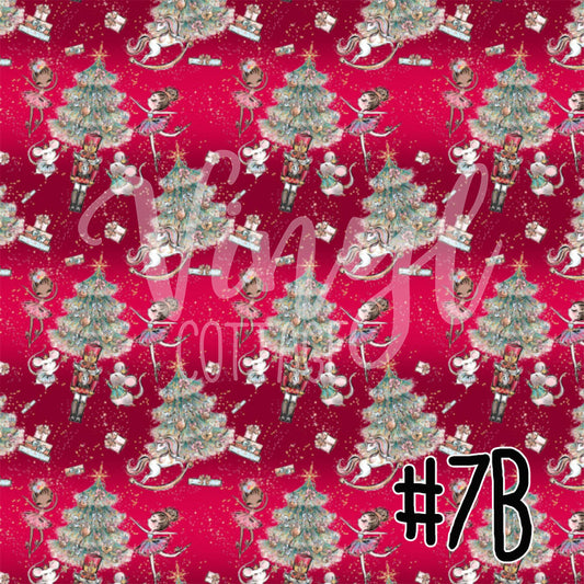 Nutcracker 07 Christmas Trees Red Background